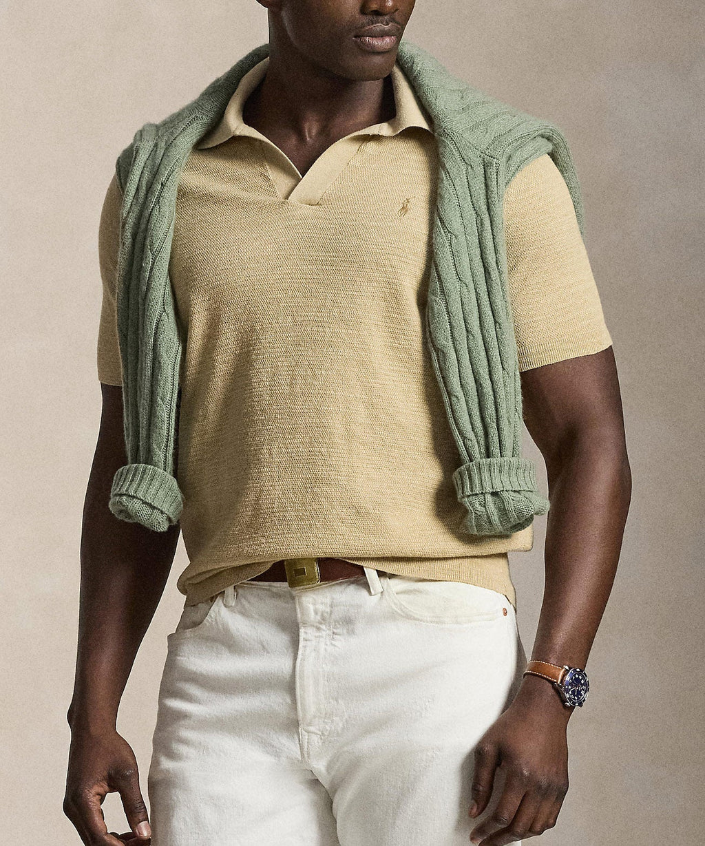 Polo Ralph Lauren Short Sleeve Cotton Linen Polo Sweater