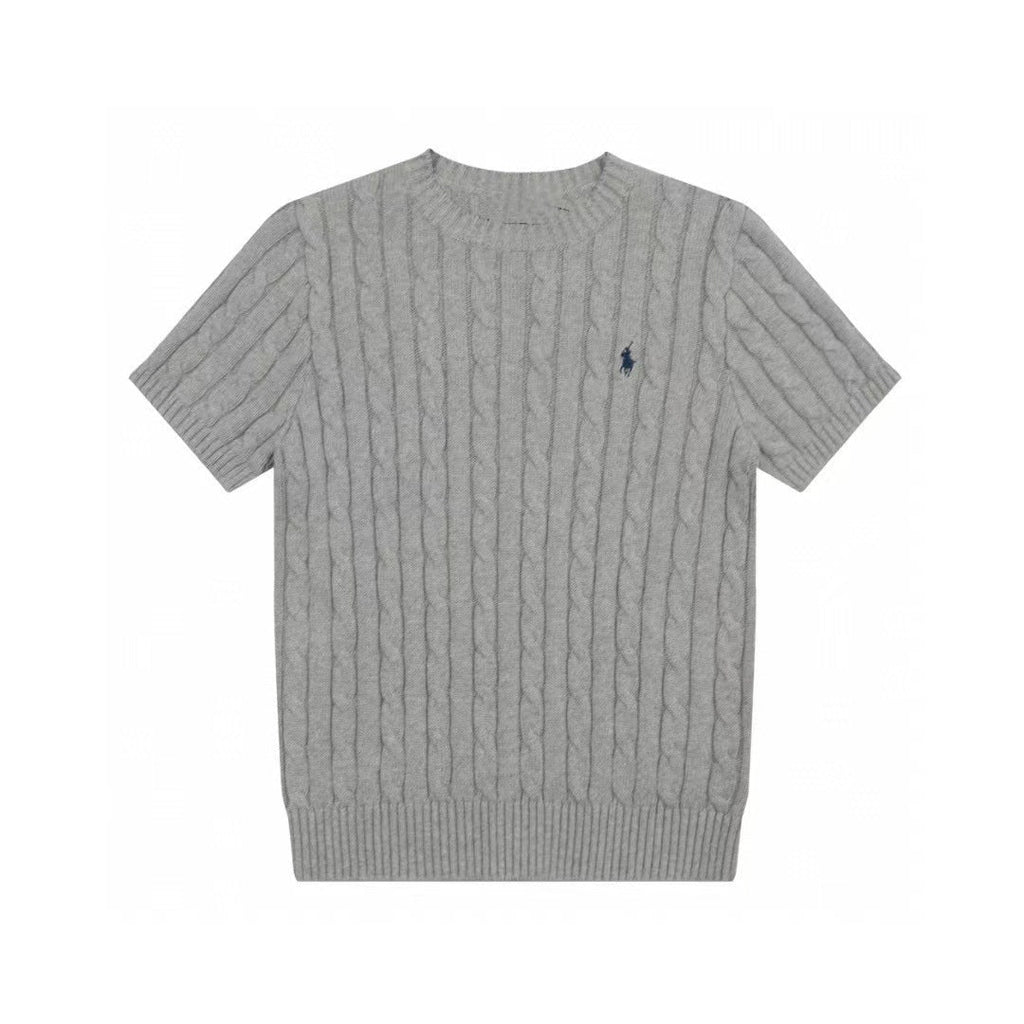 Ralph Lauren Knitted sweaters Ralph Lauren Knitted Short Sleeved Shirt RL Ralph Crew Neck Solid Color Pony Embroidery LOGO Knitted Short Sleeve