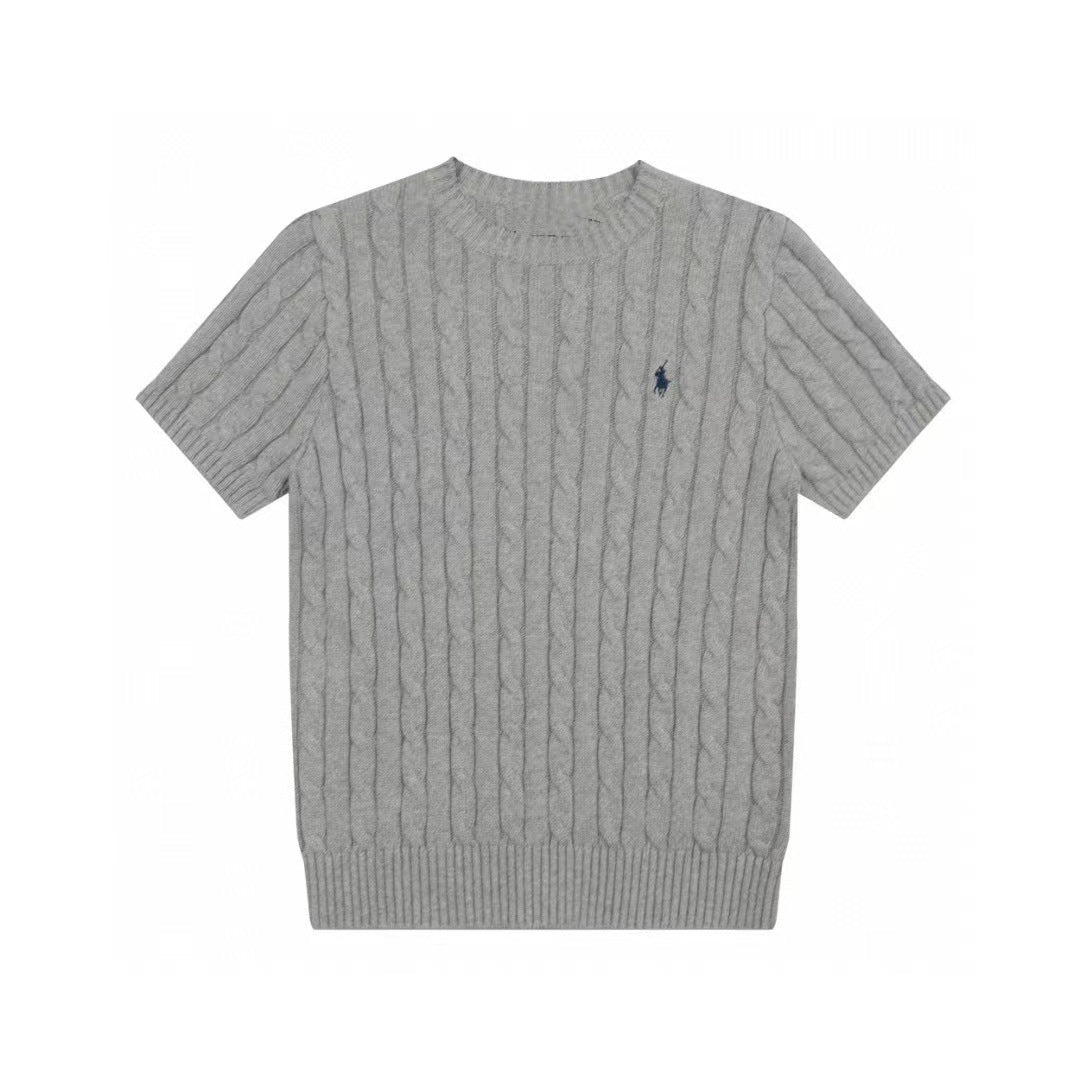 Ralph Lauren Knitted sweaters Ralph Lauren Knitted Short Sleeved Shirt RL Ralph Crew Neck Solid Color Pony Embroidery LOGO Knitted Short Sleeve