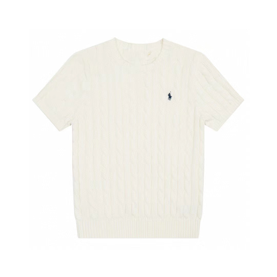 Ralph Lauren Knitted sweaters Ralph Lauren Knitted Short Sleeved Shirt RL Ralph Crew Neck Solid Color Pony Embroidery LOGO Knitted Short Sleeve
