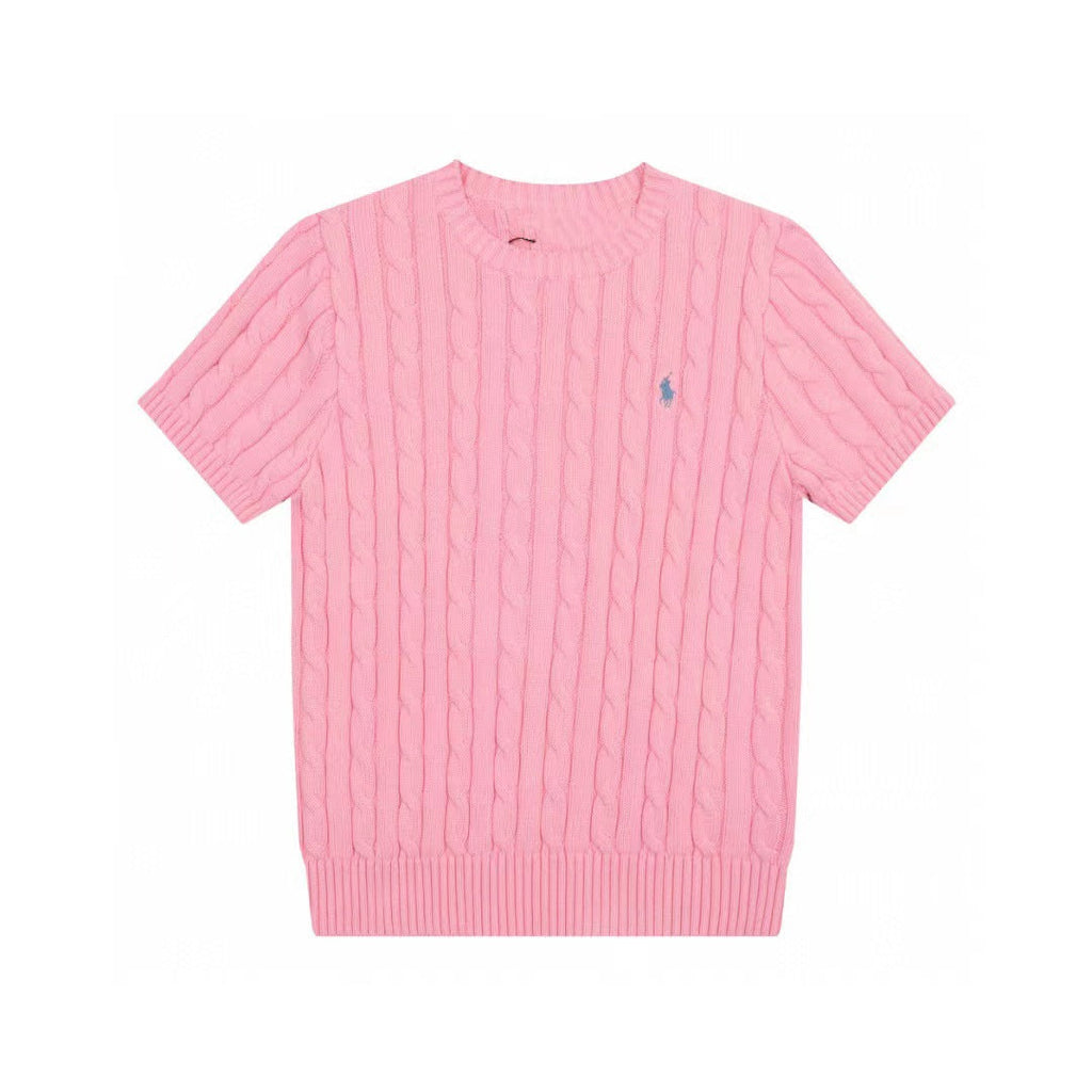 Ralph Lauren Knitted sweaters Ralph Lauren Knitted Short Sleeved Shirt RL Ralph Crew Neck Solid Color Pony Embroidery LOGO Knitted Short Sleeve