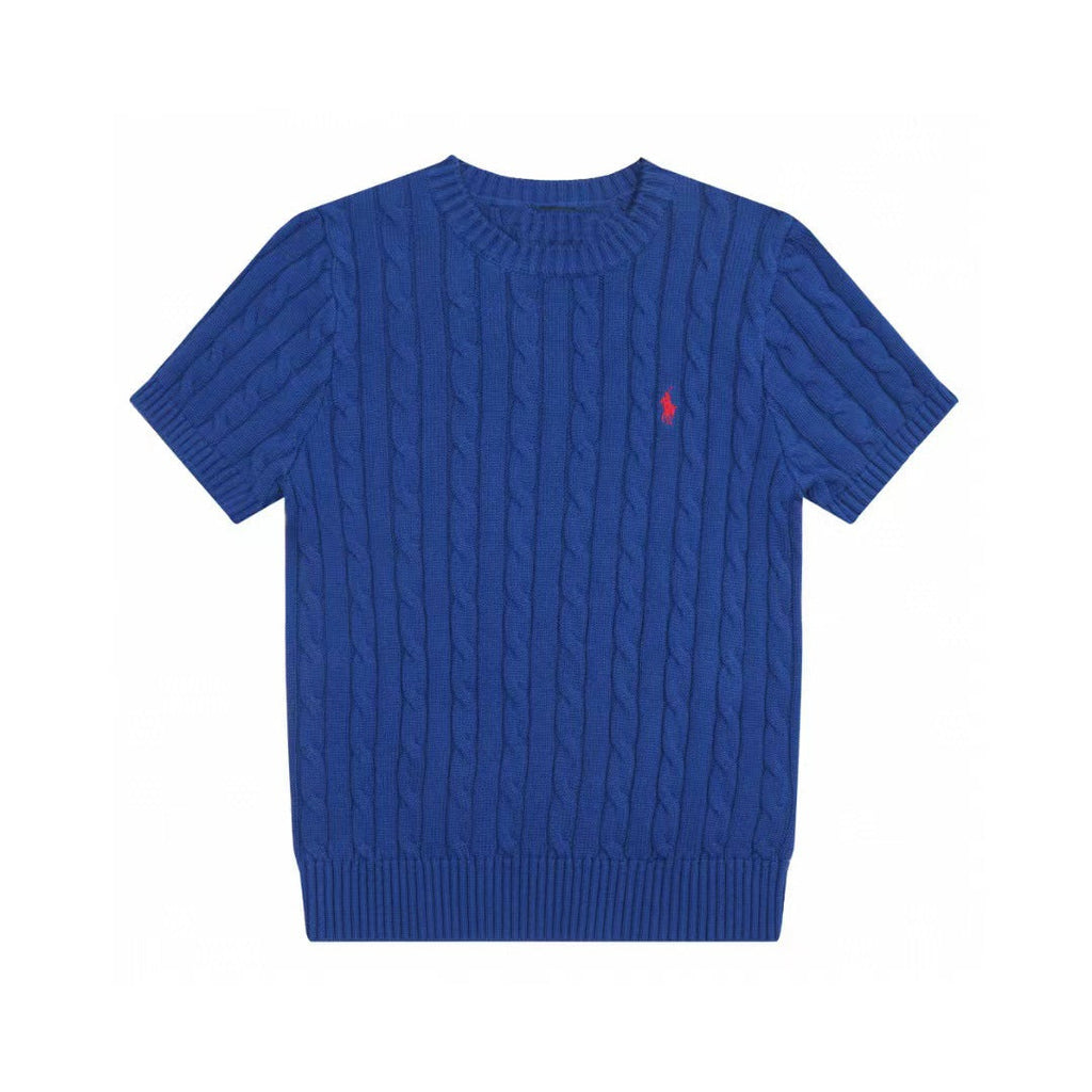Ralph Lauren Knitted sweaters Ralph Lauren Knitted Short Sleeved Shirt RL Ralph Crew Neck Solid Color Pony Embroidery LOGO Knitted Short Sleeve