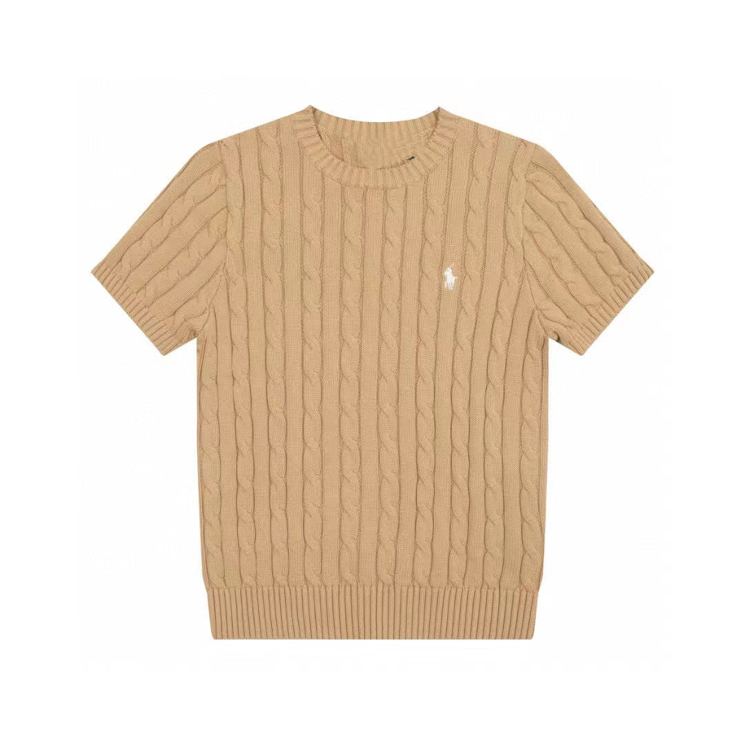 Ralph Lauren Knitted sweaters Ralph Lauren Knitted Short Sleeved Shirt RL Ralph Crew Neck Solid Color Pony Embroidery LOGO Knitted Short Sleeve