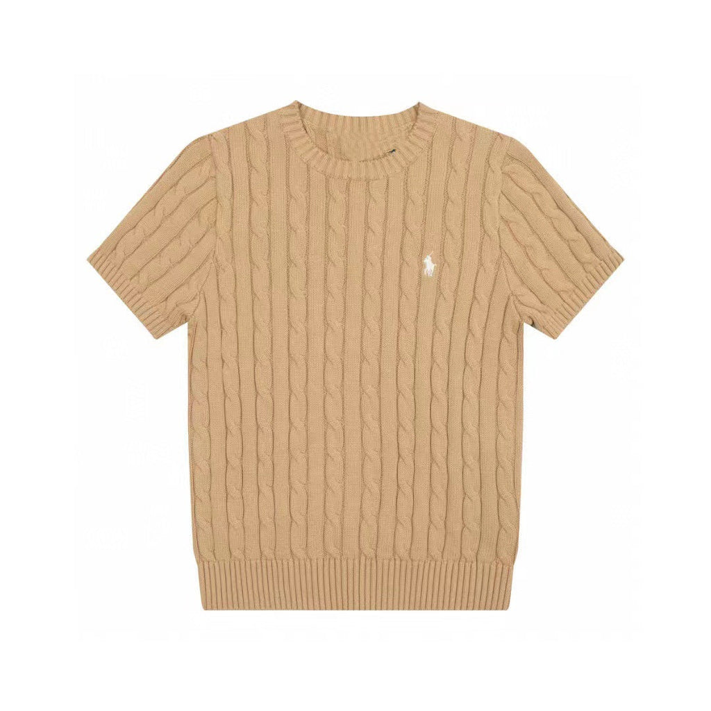Ralph Lauren Knitted sweaters Ralph Lauren Knitted Short Sleeved Shirt RL Ralph Crew Neck Solid Color Pony Embroidery LOGO Knitted Short Sleeve