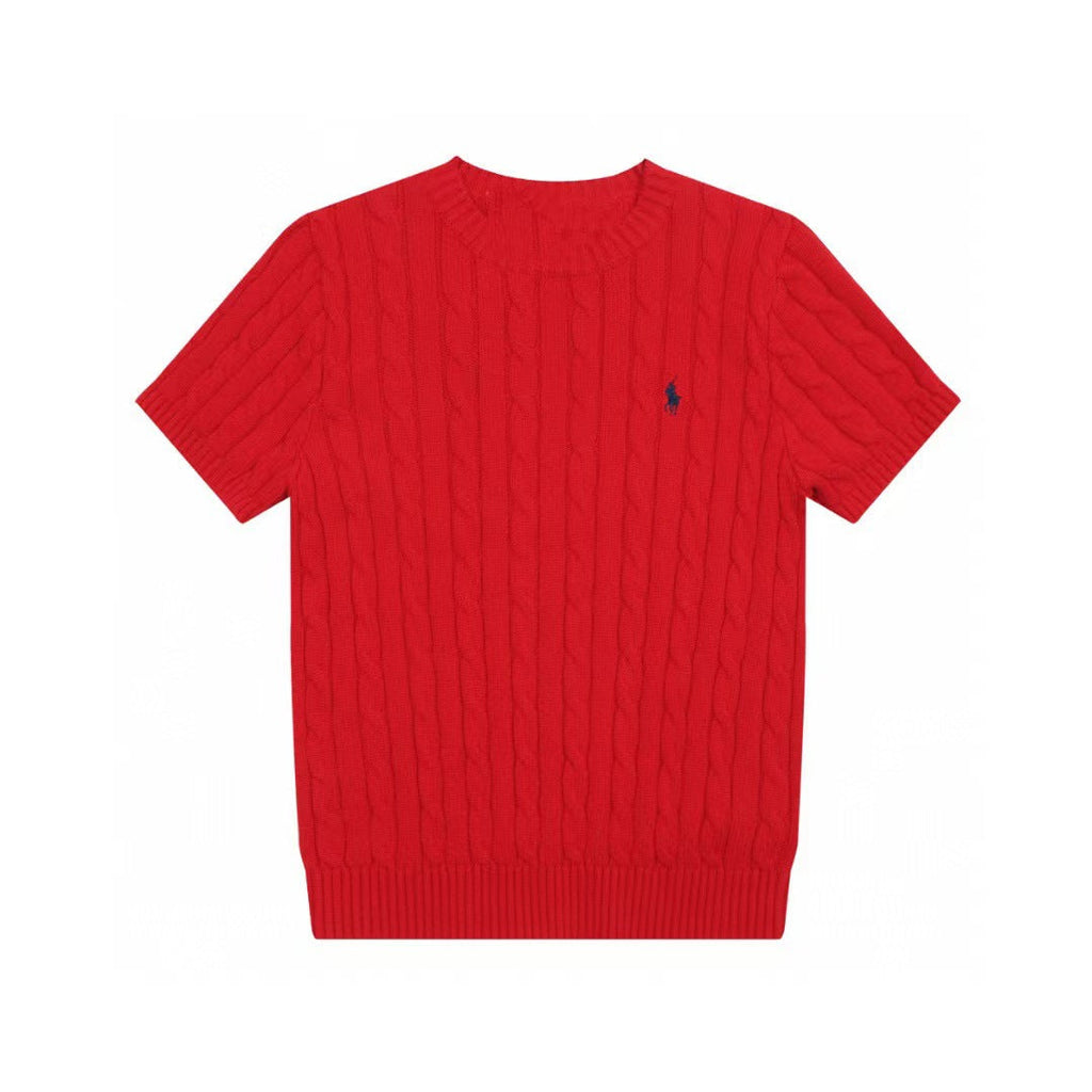 Ralph Lauren Knitted sweaters Ralph Lauren Knitted Short Sleeved Shirt RL Ralph Crew Neck Solid Color Pony Embroidery LOGO Knitted Short Sleeve