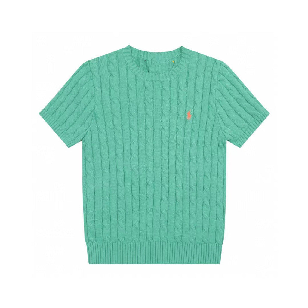 Ralph Lauren Knitted sweaters Ralph Lauren Knitted Short Sleeved Shirt RL Ralph Crew Neck Solid Color Pony Embroidery LOGO Knitted Short Sleeve