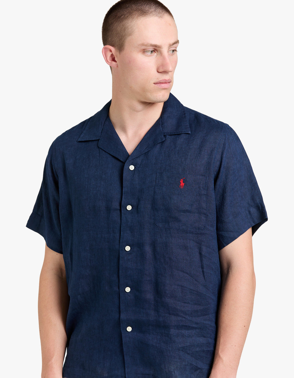 Classic Fit Linen Camp Shirt - Newport Navy