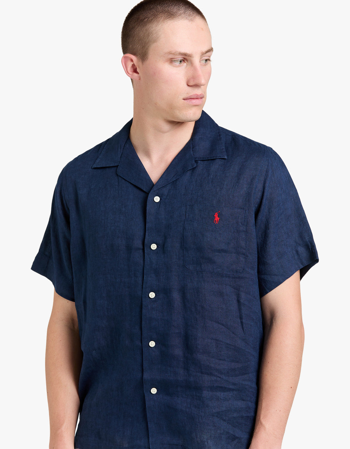Classic Fit Linen Camp Shirt - Newport Navy