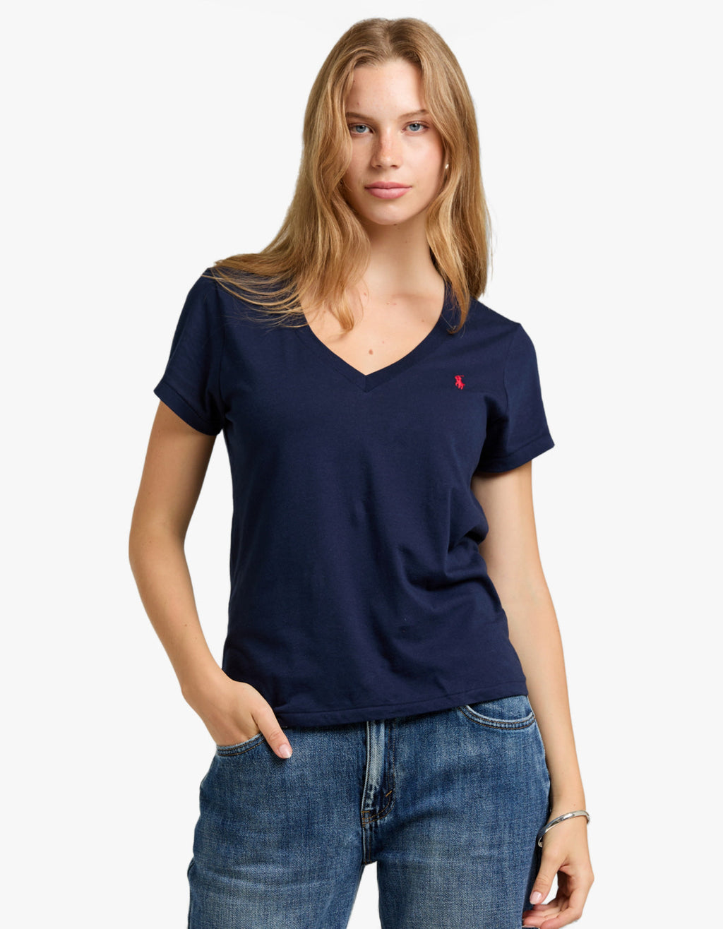 V Neck Short Sleeve T-Shirt - Cruise Navy